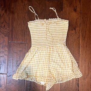 Altar’d State Yellow Gingham Smocked Romper • Straps • Size S